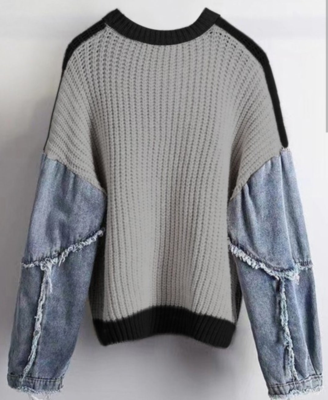 Denim outlet sleeve sweatshirt